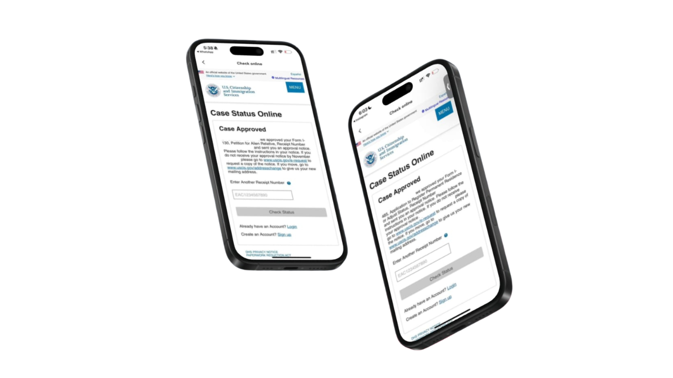 Mobile phones showing case status